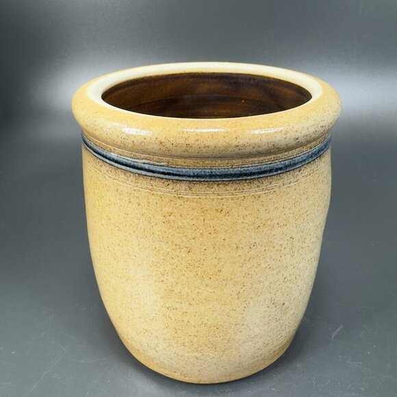 2000 Shadow Lawn Friends Salt Glazed Stoneware Rowe Pottery Vase Utensil Holder - Picture 9 of 12
